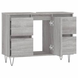 Berkfield Home Bathroom Cabinet Grey Sonoma 80x33x60 cm Engineered Wood - Size: 80 x 33 x 60 cm - thumbnail 5