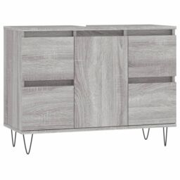 Berkfield Home Bathroom Cabinet Grey Sonoma 80x33x60 cm Engineered Wood - Size: 80 x 33 x 60 cm - thumbnail 2