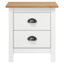 Berkfield Home Modern Bedside Cabinet Hill 2 pcs White 46x35x49.5 cm Solid Pine Wood - thumbnail 1