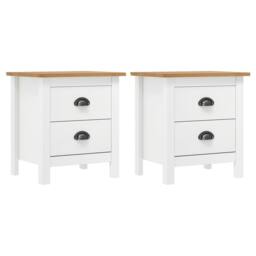 Berkfield Home Modern Bedside Cabinet Hill 2 pcs White 46x35x49.5 cm Solid Pine Wood - thumbnail 2