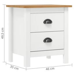 Berkfield Home Modern Bedside Cabinet Hill 2 pcs White 46x35x49.5 cm Solid Pine Wood - thumbnail 8
