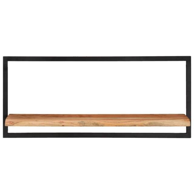 Berkfield Home Wall Shelves 2 pcs 80x25x35 cm Solid Wood Acacia & Steel in Brown - Size: 80 x 25 x 35 cm - image 1