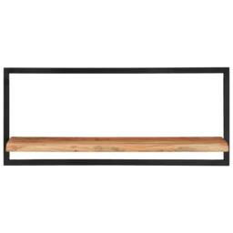 Berkfield Home Wall Shelves 2 pcs 80x25x35 cm Solid Wood Acacia & Steel in Brown - Size: 80 x 25 x 35 cm