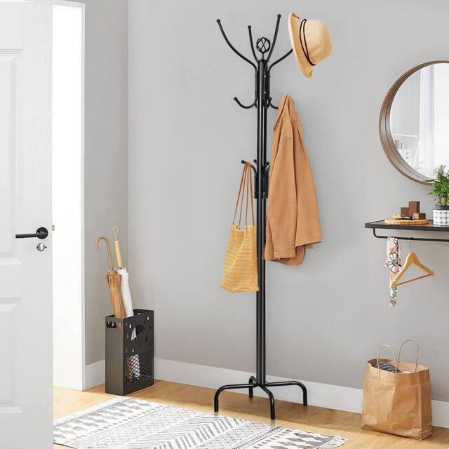 KORVIXA Metal Coat Rack Hat Hanger Free Standing in Black - Size: 900mm - image 1