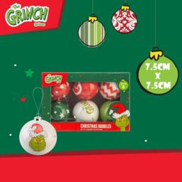 VFM e-Store Grinch Christmas Baubles Set Tree Decoration 7.5cm x 7.5cm Multi X 1 - Size: 7.5 cm x 7.5 cm - thumbnail 2