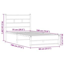 Berkfield Home Metal Bed Frame without Mattress Brown Oak 75x190 cm Small Single - thumbnail 9