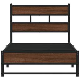 Berkfield Home Metal Bed Frame without Mattress Brown Oak 75x190 cm Small Single - thumbnail 4