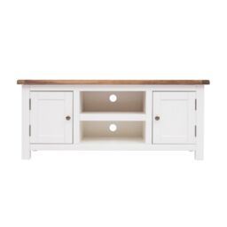 Cabinet Bits Lovere Off-White 2 Door TV Cabinet Brass Knob
