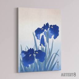 "Artery8 Blue Iris Flowers Floral Japanese Canvas Wall Art Print Koson - Size: W18"" x H24""" - thumbnail 2