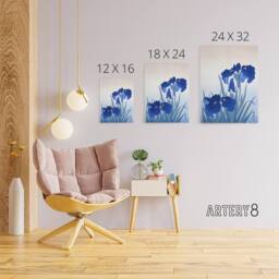 "Artery8 Blue Iris Flowers Floral Japanese Canvas Wall Art Print Koson - Size: W18"" x H24""" - thumbnail 4