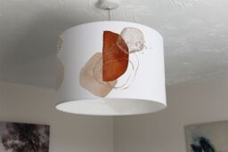 Benjamin Tate Design terracotta orange blush pink ivory beige watercolor illustration & gold elements ceiling lamp shade in Natural