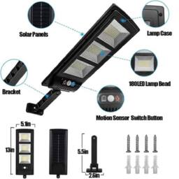 VOGREX Outdoor Solar Street Light, Motion Sensor, Dusk to Dawn Flood Lamp in Black - thumbnail 2
