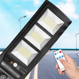 VOGREX Outdoor Solar Street Light, Motion Sensor, Dusk to Dawn Flood Lamp in Black - thumbnail 4