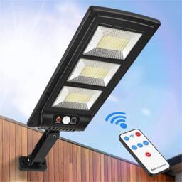 VOGREX Outdoor Solar Street Light, Motion Sensor, Dusk to Dawn Flood Lamp in Black - thumbnail 1