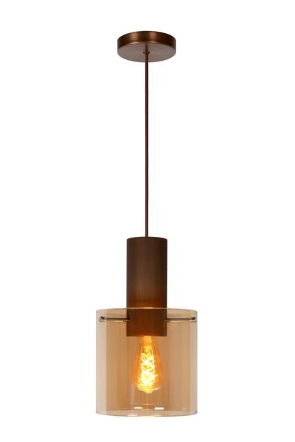 Lucide 'TOLEDO' Dimmable Adjustable Height Indoor Vintage Pendant Light 1xE27 in Orange - image 1