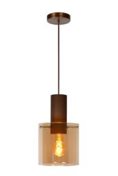 Lucide 'TOLEDO' Dimmable Adjustable Height Indoor Vintage Pendant Light 1xE27 in Orange