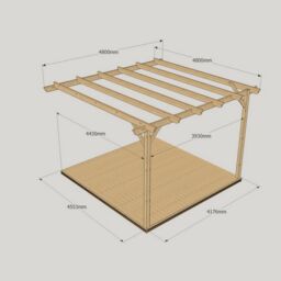 Rutland County Garden Furniture Ltd Wall Mounted Garden Pergola & Decking Kit, L480 x W480 cm, Brown in Green - thumbnail 7