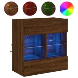 Berkfield Home TV Wall Cabinet with LED Lights Brown Oak 58.5x30x60.5 cm - thumbnail 1