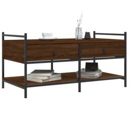 Berkfield Home Coffee Table Brown Oak 99x50x50 cm Engineered Wood - Size: 99 x 50 x 50 cm - thumbnail 3