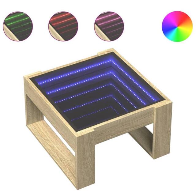 Berkfield Home Coffee Table with Infinity LED Sonoma Oak 50x53x30 cm in Light Oak - Size: 50 x 53 x 30 cm - image 1