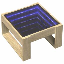 Berkfield Home Coffee Table with Infinity LED Sonoma Oak 50x53x30 cm in Light Oak - Size: 50 x 53 x 30 cm - thumbnail 3