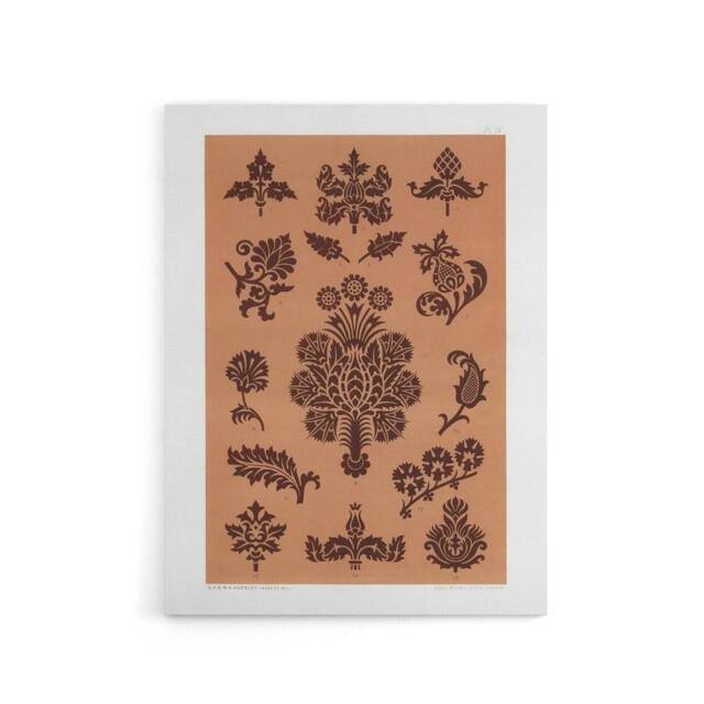 "Artery8 Medieval Botanical Pattern GA & MA Audsley Canvas Wall Art Print in Pink - Size: W12"" x H16""" - image 1