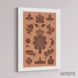 "Artery8 Medieval Botanical Pattern GA & MA Audsley Canvas Wall Art Print in Pink - Size: W12"" x H16""" - thumbnail 2