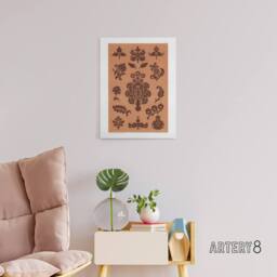 "Artery8 Medieval Botanical Pattern GA & MA Audsley Canvas Wall Art Print in Pink - Size: W12"" x H16""" - thumbnail 3
