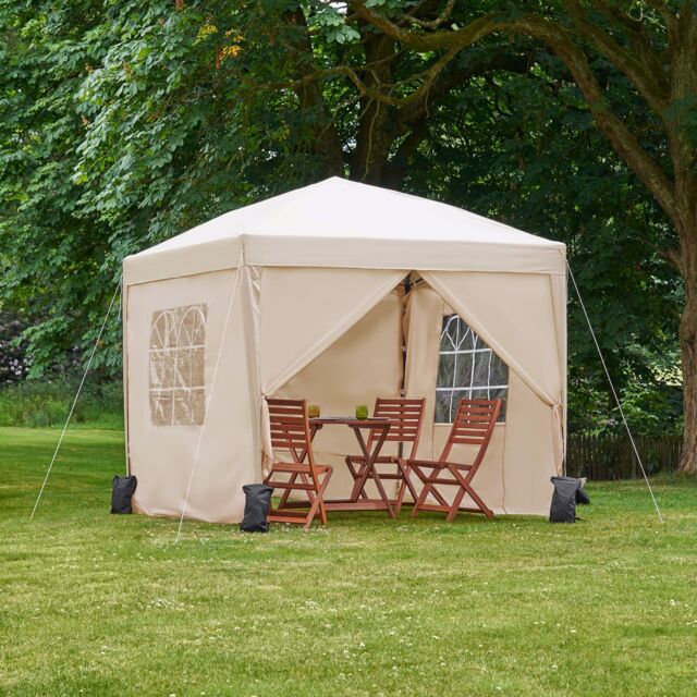 VonHaus Ivory Heavy Duty Pop Up Gazebo with Sides 2.5m x 2.5m - image 1