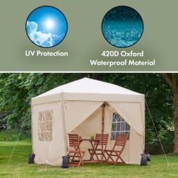 VonHaus Ivory Heavy Duty Pop Up Gazebo with Sides 2.5m x 2.5m - thumbnail 2