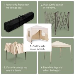 VonHaus Ivory Heavy Duty Pop Up Gazebo with Sides 2.5m x 2.5m - thumbnail 3