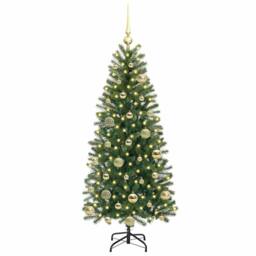 Berkfield Home Elegant Artificial Christmas Tree with 150 LEDs Green 120 cm PE a - thumbnail 1