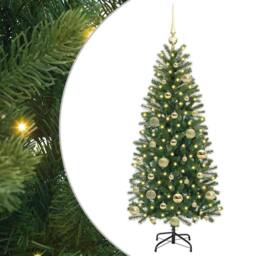 Berkfield Home Elegant Artificial Christmas Tree with 150 LEDs Green 120 cm PE a - thumbnail 3