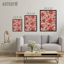 "Artery8 Owen Jones Ornamental Flower Pattern in Red Framed Canvas Art Print - Size: W12"" x H16""" - thumbnail 4