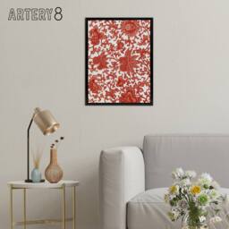"Artery8 Owen Jones Ornamental Flower Pattern in Red Framed Canvas Art Print - Size: W12"" x H16""" - thumbnail 3