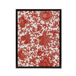 "Artery8 Owen Jones Ornamental Flower Pattern in Red Framed Canvas Art Print - Size: W12"" x H16""" - thumbnail 1