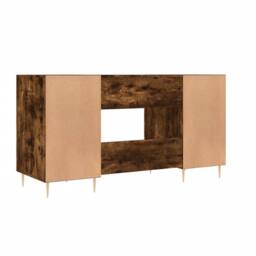 Berkfield Home Elegant Desk Smoked Oak 140x50x75 cm Engineered Wood in Brown - Size: 140 x 50 x 75 cm - thumbnail 8