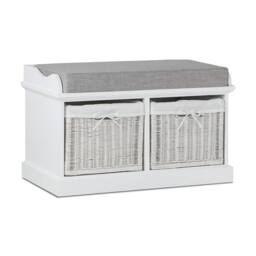 Statement Furniture Tetbury 2 White Wicker Basket & Grey Cushion Hallway Set - thumbnail 4