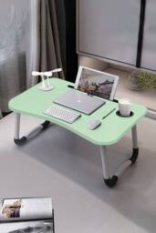 Living and Home Foldable Standing Table Portable Laptop Desk For Bed With Usb Charge Port in Green - thumbnail 3