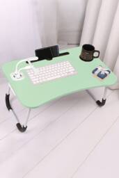 Living and Home Foldable Standing Table Portable Laptop Desk For Bed With Usb Charge Port in Green - thumbnail 6