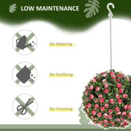 STILVORA Set of 2 Artificial Topiary Rose Balls 28 cm Pink - thumbnail 7