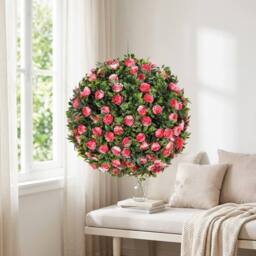 STILVORA Set of 2 Artificial Topiary Rose Balls 28 cm Pink - thumbnail 1