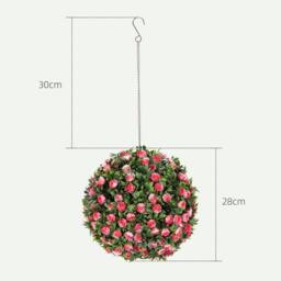 STILVORA Set of 2 Artificial Topiary Rose Balls 28 cm Pink - thumbnail 4