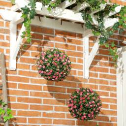 STILVORA Set of 2 Artificial Topiary Rose Balls 28 cm Pink - thumbnail 3