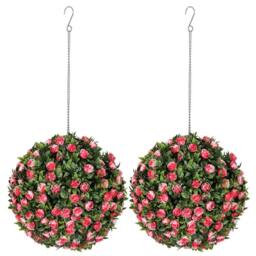STILVORA Set of 2 Artificial Topiary Rose Balls 28 cm Pink - thumbnail 5