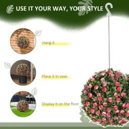 STILVORA Set of 2 Artificial Topiary Rose Balls 28 cm Pink - thumbnail 8