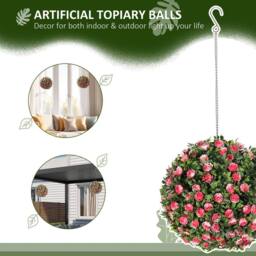 STILVORA Set of 2 Artificial Topiary Rose Balls 28 cm Pink - thumbnail 6