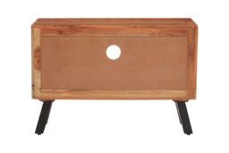Orsina Two‑Drawer Acacia Media Unit, Natural Acacia Wood TV Cabinet with Open Shelf, Iron Legs Media Console - thumbnail 2
