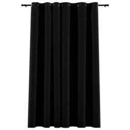 Berkfield Home Linen-Look Blackout Curtains with Grommets Black 290x245cm - Size: 290x245 cm