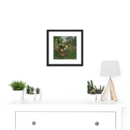 Artery8 Rosseau Fight Between A Tiger & A Buffalo 1908 8X8 Inch Square Wooden Framed Wall Art Print Picture with Mount in Black - thumbnail 2